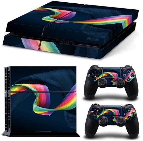 - Playstation 4 Sticker PS4 Console Skin Color Wave PS4 Regenboog Golf Sticker Console Skin + 2 Controller Skins