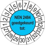 Merkloos / Sans marque Ricard Keuringsstickers NEN 2484 2027 | 50 stuks, Ø 35 mm | Blauw