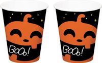 Folat Bv Halloween thema feest beker - 12x - pompoen BoOo! print - papier - 250 ml