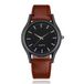 LGT Montre Homme avec bracelet en cuir marron et cadran noir