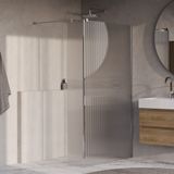Brauer Oblivion Flow inloopdouche helder ribbelglas 120x200cm met zijwand 30cm incl. glascoating chroom
