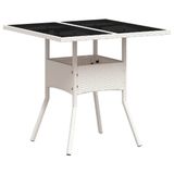 Syfax Tuintafel met glazen blad 80x80x75 cm poly rattan wit