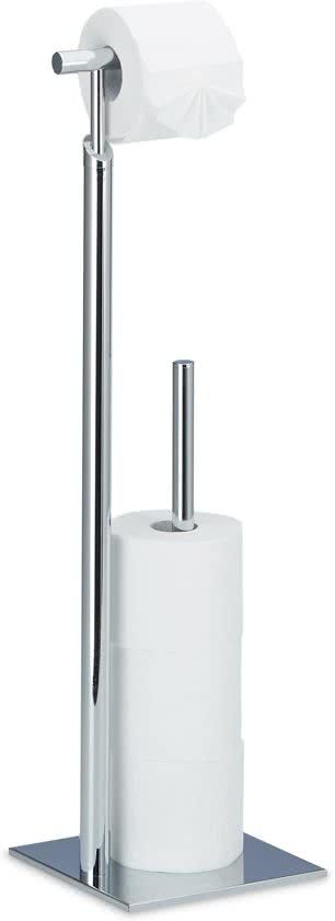 Relaxdays Toiletrolhouder vrijstaand - closetrolhouder - wc-papier houder voor 4 reserve