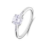 Lucardi Dames Zilveren ring met zirkonia - Ring - 925 Zilver - Zilverkleurig - 15.50 / 49 mm