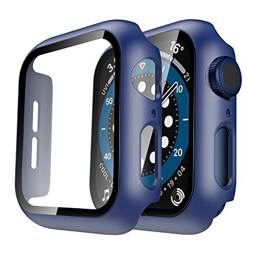 TAURI 2 Pack Hard Case Compatibel voor Apple Watch SE Serie 6 5 4 44mm - Blauw