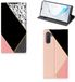B2Ctelecom Samsung Galaxy Note 10 Book Case Kunstleer/TPU Geometrisch patroon Zwart Roze