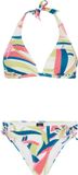 Protest Prtash Bikini Set Dames Halter Top C&D-Cup Canvas Offwhite Printopdruk Koordsluiting 88% Polyester / 12% Elastaan Handwas