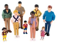 Weltfamilien Poupées "Weltfamilien", ensemble de 9 figurines peintes à la main