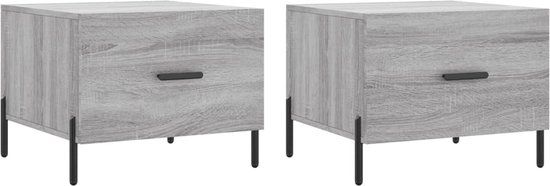 vidaXL Salontafels 2 st 50x50x40 cm bewerkt hout grijs sonoma eiken