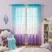 KOUFALL Paarse gordijnen voor slaapkamer meisjes kamer decor, zeemeermin ombre pure kinderen gordijnen voor kinderkamer baby, 2 panelen set, licht lavendel en groenblauw aqua, 84 inch lang