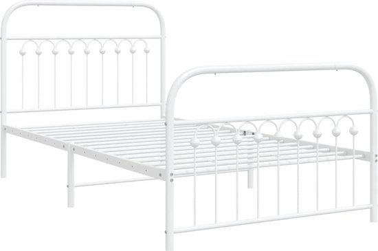 vidaXL Bedframe met hoofd- en voeteneinde Metaal Wit 100x200 cm