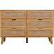 Commode à 6 tiroirs en bois avec poignées en métal, couleur noyer, pour chambre et bureau, 120 x 40 x 76,5 cm