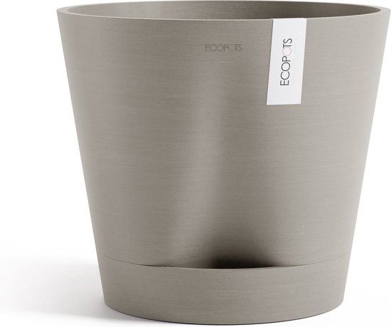 Ecopots Venice 2 40 - Taupe - Ø40.2 x H35.7 cm - Round Taupe Flowerpot / Planter with Water Reservoir