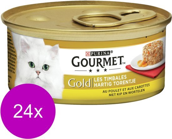 Gourmet Gold Hartig Torentje 85 g - Kattenvoer - 24 x Kip&Wortel
