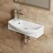 Horow Lavabo en céramique blanc 45 cm, avec trou de robinetterie à gauche et trop-plein