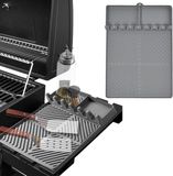 Famanu – Siliconen BBQ grillmat voor XL smoker en grillwagen - hittebestendige opbergmat voor grillgereedschap en accessoires