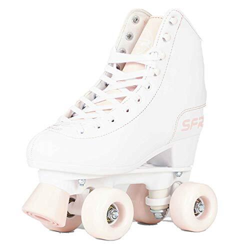 SFR Skates Figure Quad Skates rolschaatsen voor kinderen, jeugd uniseks, meerkleurig (wit/roze), maat 37