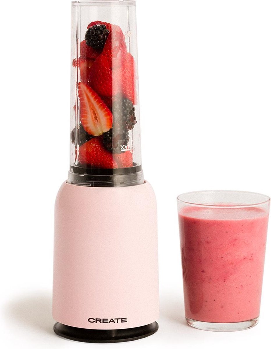 Create - MOI SLIM - Draagbare glazen blender - sappen, shakes of smoothies - 400ml - Roze