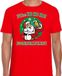 Bellatio Decorations Fout Kerst t-shirt - Bier drinkende Santa ho ho ho - rood - voor heren - kersttruien - kerstkleding / kerst outfit L