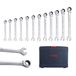 CCLIFE 12-delige ratelsleutelset, ringratelsleutel vorksleutel 8-19 mm, Cr-V 72 tanden, gereedschapsset voor autoreparatie, incl. kunststof doos