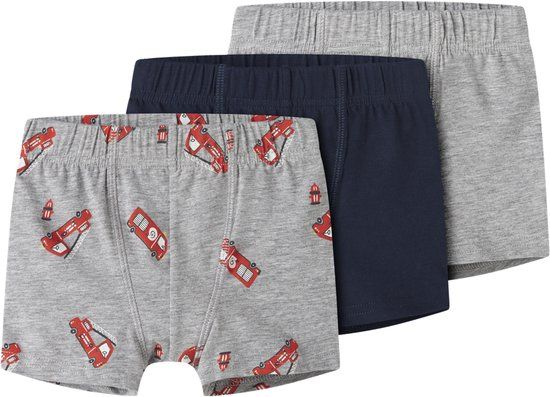 NAME IT Jongens NMMTIGHTS 3P GREY FIRETRUCK NOOS Onderbroeken - Grijs Melange - Maat 98