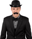Smiffys Gentleman/Aristocraat Verkleedkleding setje 3 delig - Engelse bolhoed - vlinderstrikje - plaksnor - zwart - voor heren