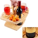 Merkloos / Sans marque Bol Draagbare Houten Picknicktafel met Glashouder