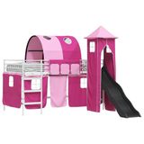 vidaXL Bunkbed voor kinderen Effen Wit en Roze 90 x 200 cm Metaal