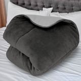 Soleil d'ocre Fleece Microfiber Duvet 140 x 200 cm Two-Tone Grey and Anthracite