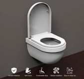 Merkloos / Sans marque closing mechanism I High quality - toiletdeksel met snelsluiting voor eenvoudige reiniging, Duroplast wc-deksel