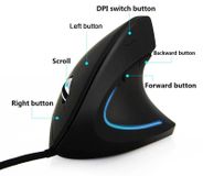 Elementkey ERGO1 - Ergonomisch Muis (Bedraad) - Comfortabel met Polssteun - LED licht - DPI verstelbaar - 6 Knoppen - Plug & Play - Zwart