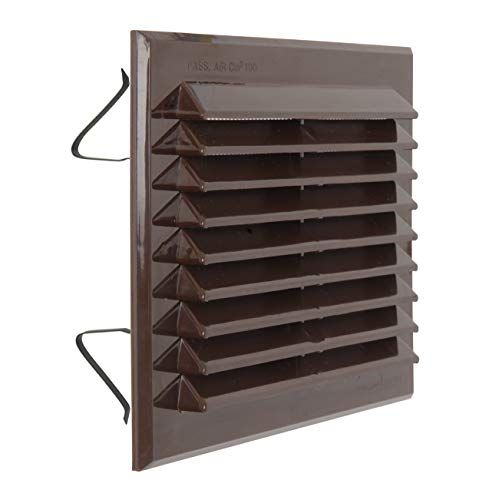 BMR140M ventilatierooster rechthoekig bruin met insectennet en veren, 175 x 146 mm