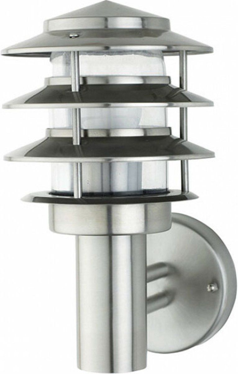 BES LED Wandlamp Buiten Kayo 2 - E27 - RVS - Philips CorePro - 5W - Warm Wit