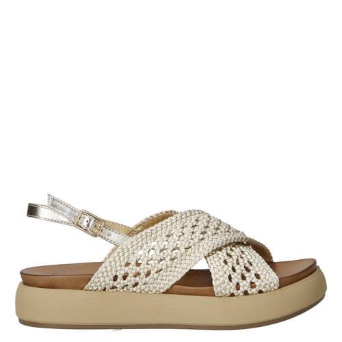 Inuovo leren sandalen met plateauzool en gevlochten goud