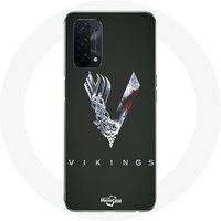 Oppo Hoesje voor Oppo A74 5G Vikings serie seizoen 6 logo V zwaard grijs zwarte achtergrond Maniacase
