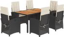 vidaXL 7-delige tuinset met kussens, polyrattan, zwart