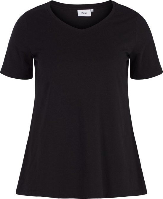 Zizzi S/S T-SHIRT NOOS Dames T-shirt - Maat M (46-48) - Zwart