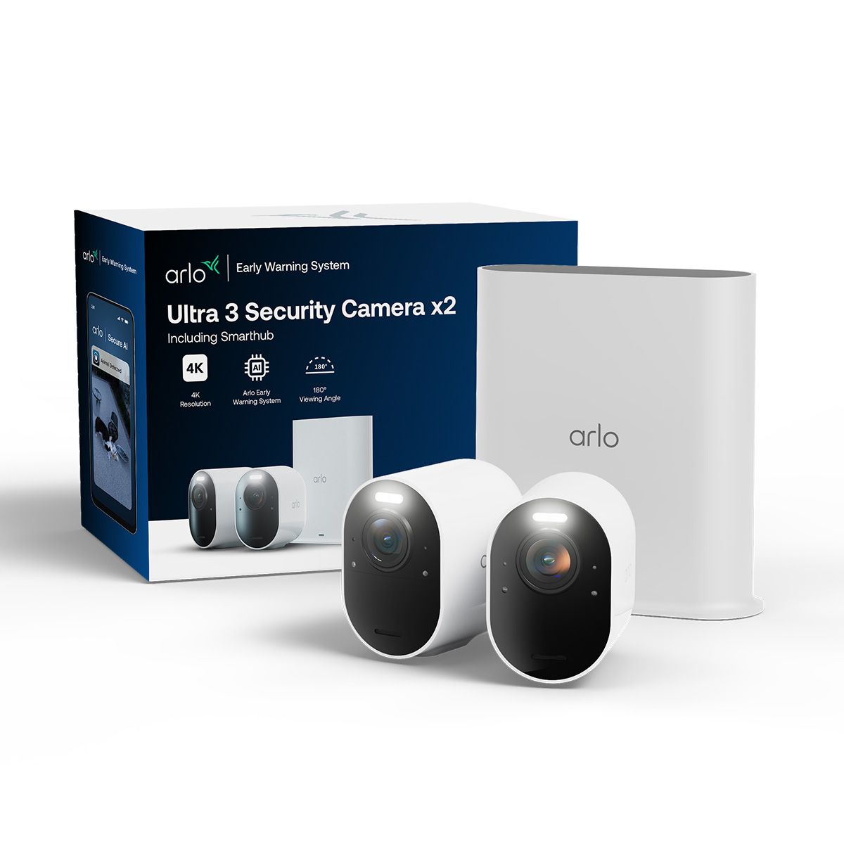 Arlo Ultra VMS5250 IP Camera 2er Set IP-beveiligingscamera Binnen & buiten 3840 x 2160 Pixels Plafond/muur