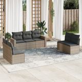 Maison Exclusive - Ensemble de jardin, 7 pièces, avec coussins, gris, en polyrotin