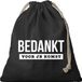 Bellatio Decorations 1x Canvas cadeautasje bedankt voor komst zwart met koord 25 x 30 cm