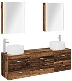 vidaXL Badkamermeubelset, 5-delig, bewerkt hout en glas