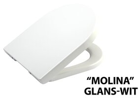 Soft closing toilet seat for wall-mounted toilet Molina glossy white