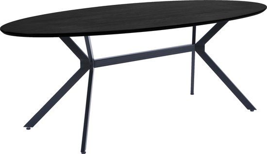 WOOOD Bruno Eettafel Ovaal - MDF - Zwart - 75x220x100