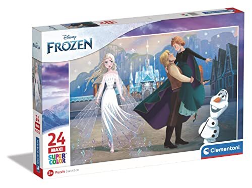 Clementoni - Disney Frozen 24242 Supercolor Frozen-24 stuks kinderen 3 jaar, puzzel cartoons-Made in Italy, meerkleurig, 24 stuks