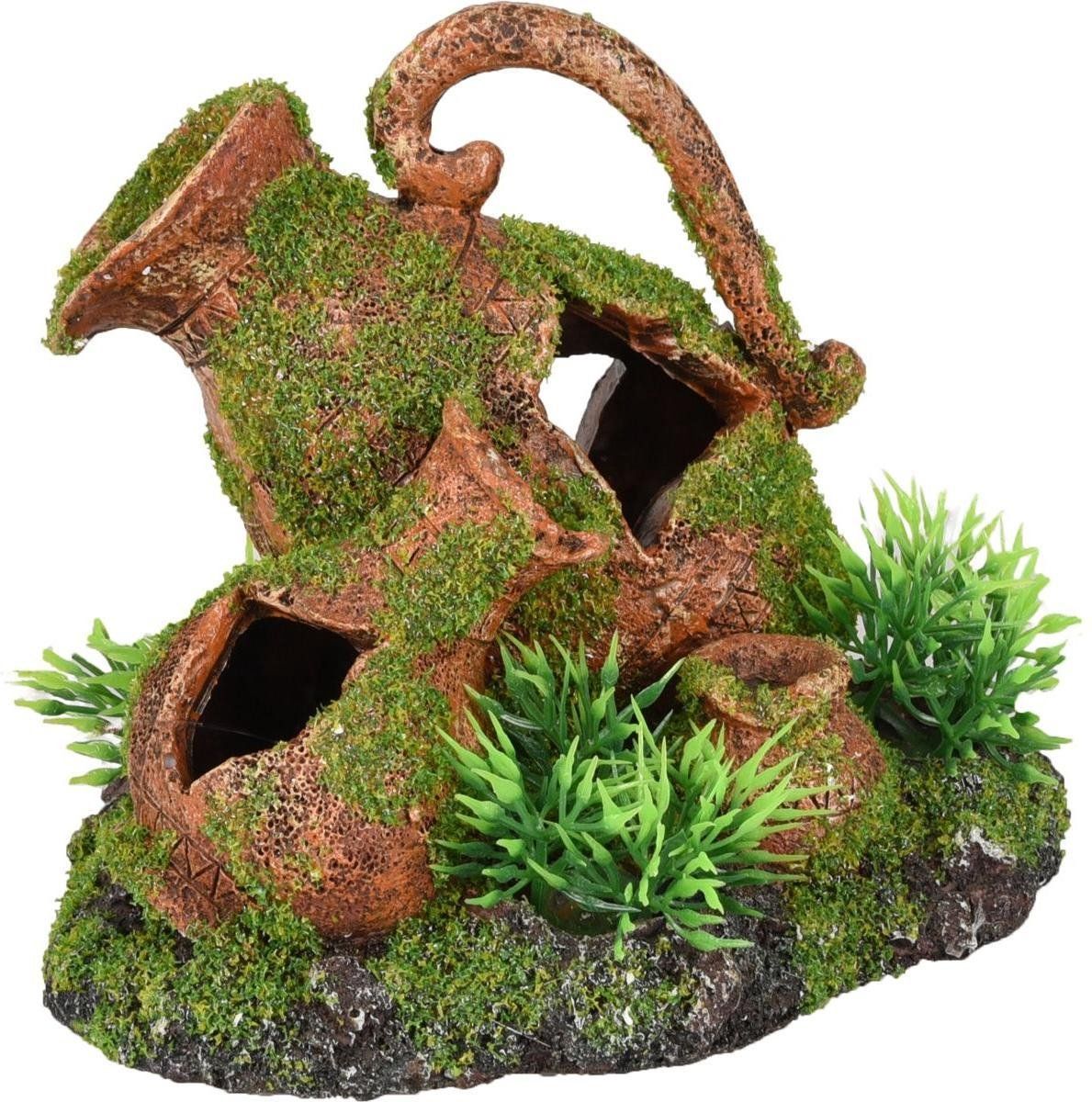 FLAMINGO Aquarium Moza kruiken+plant - Bruin - 13 x 9 x 10 cm