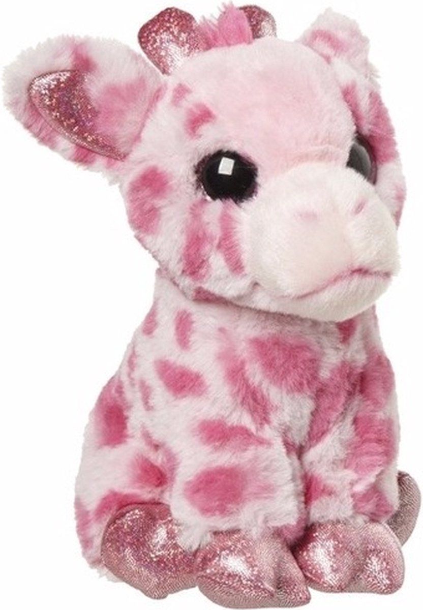 Nature Planet Pluche giraffe knuffel roze 23 cm