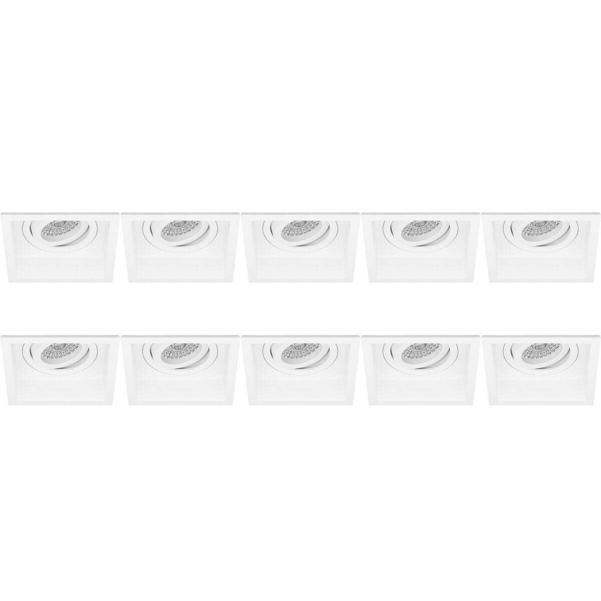 BES LED Spot Armatuur 10 Pack - Pragmi Domy Pro - GU10 Fitting - Inbouw Vierkant - Mat Wit - Aluminium - Verdiept - Kantelbaar - 105mm