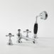 Hudson Reed Elizabeth Mélangeur Bain Douche Rétro 4 Trous Chromé & Noir Commandes Croisillons