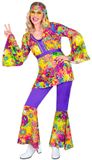 Widmann Groovy Peace And Love Hippie Jaren 60 Style Kostuum Vrouw GeelPaars L