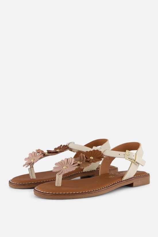 Oh My Sandals Sandalen Bloemen beige Leer - Maat 37